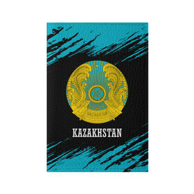 Обложка для паспорта матовая кожа с принтом KAZAKHSTAN / КАЗАХСТАН в Рязани, натуральная матовая кожа | размер 19,3 х 13,7 см; прозрачные пластиковые крепления | flag | kazakhstan | qazaqstan | герб | захах | казахстан | кахахи | лого | нур султан | республика | символ | страна | флаг