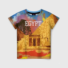 Детская футболка 3D с принтом Египет(Пирамида Хеопса) в Рязани, 100% гипоаллергенный полиэфир | прямой крой, круглый вырез горловины, длина до линии бедер, чуть спущенное плечо, ткань немного тянется | egypt | египет | пирамида хеопса | пирамиды | туристические