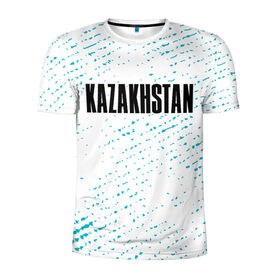 Мужская футболка 3D спортивная с принтом KAZAKHSTAN / КАЗАХСТАН в Рязани, 100% полиэстер с улучшенными характеристиками | приталенный силуэт, круглая горловина, широкие плечи, сужается к линии бедра | 