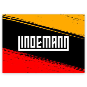Поздравительная открытка с принтом LINDEMANN / ЛИНДЕМАНН в Рязани, 100% бумага | плотность бумаги 280 г/м2, матовая, на обратной стороне линовка и место для марки
 | lindeman | lindemann | logo | music | rammstein | ramstein | rock | til | till | линдеман | линдеманн | лого | логотип | логотипы | музыка | раммштайн | рамштайн | рок | символ | символы | солист | тилль | тиль