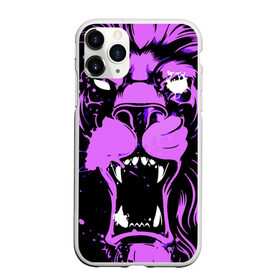 Чехол для iPhone 11 Pro Max матовый с принтом Pink lion в Рязани, Силикон |  | ears | eyes | fangs | jaw | lion | mane | muzzle | neon | pink | глаза | грива | клыки | лев | неон | пасть | розовый | уши