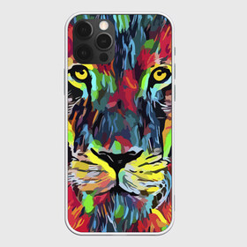 Чехол для iPhone 12 Pro Max с принтом Rainbow lion в Рязани, Силикон |  | color | ears | eyes | jaw | lion | mane | muzzle | nose | paint | view | взгляд | глаза | грива | краска | лев | нос | пасть | цвет