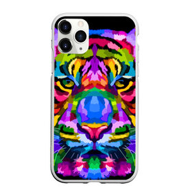 Чехол для iPhone 11 Pro Max матовый с принтом Neon tiger в Рязани, Силикон |  | color | ears | eyes | muzzle | neon | tiger | vanguard | view | авангард | взгляд | глаза | неон | тигр | уши | цвет