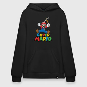 Худи SuperOversize хлопок с принтом Super Mario в Рязани, 70% хлопок, 30% полиэстер, мягкий начес внутри | карман-кенгуру, эластичная резинка на манжетах и по нижней кромке, двухслойный капюшон
 | game | mario kart live home circuit | super mario | super mario 3d world | super mario 64 | super mario galaxy | super mario sunshine | гумба | игра super mario | игра марио | йоши | купалинги | лакиту | луиджи | марио | надпись | нинтендо | 