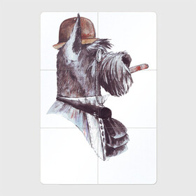Магнитный плакат 2Х3 с принтом Собака-аристократ с сигарой в Рязани, Полимерный материал с магнитным слоем | 6 деталей размером 9*9 см | портрет собаки | ризеншнауцер | собака   джентельмен