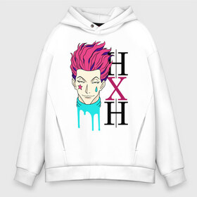 Мужское худи Oversize хлопок с принтом Hunter x Hunter Hisoka в Рязани, френч-терри — 70% хлопок, 30% полиэстер. Мягкий теплый начес внутри —100% хлопок | боковые карманы, эластичные манжеты и нижняя кромка, капюшон на магнитной кнопке | anime | hisoka | hunter x hunter | аниме | манга | охотник х охотник | хантер хантер | хантеры