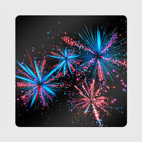 Магнит виниловый Квадрат с принтом Праздничный фейерверк в Рязани, полимерный материал с магнитным слоем | размер 9*9 см, закругленные углы | happy | new year | блестящие | взрыв | день рождения | звезды | искры | лучи | неоновые | новогодние | новый год | ночные | ночь | огни | подарок | праздник | радость | рождество | салют | свадьба | свет