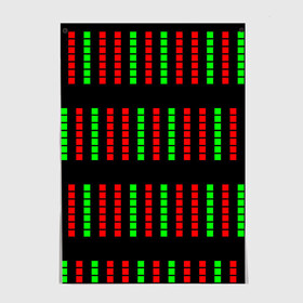 Постер с принтом квадраты и полоски в Рязани, 100% бумага
 | бумага, плотность 150 мг. Матовая, но за счет высокого коэффициента гладкости имеет небольшой блеск и дает на свету блики, но в отличии от глянцевой бумаги не покрыта лаком | геометрия | зеленые | квадраты | орнамент | па терн | пиксели | узор