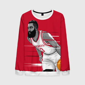 Мужской свитшот 3D с принтом James Harden Houston Rockets в Рязани, 100% полиэстер с мягким внутренним слоем | круглый вырез горловины, мягкая резинка на манжетах и поясе, свободная посадка по фигуре | Тематика изображения на принте: 