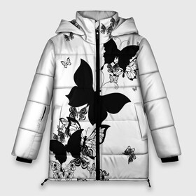 Женская зимняя куртка 3D с принтом Черные бабочки на белом в Рязани, верх — 100% полиэстер; подкладка — 100% полиэстер; утеплитель — 100% полиэстер | длина ниже бедра, силуэт Оверсайз. Есть воротник-стойка, отстегивающийся капюшон и ветрозащитная планка. 

Боковые карманы с листочкой на кнопках и внутренний карман на молнии | angel | black and white | butterfly | fairy | fashion girl | wings | ангел | бабочка | девушке | животные | крылья | летающие | магия | махаон | мотылек | мотыльки | насекомые | нежные | подарок | природа | сказочные | татуировки