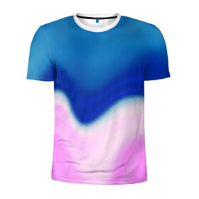 Мужская футболка 3D спортивная с принтом Воздушный Крем в Рязани, 100% полиэстер с улучшенными характеристиками | приталенный силуэт, круглая горловина, широкие плечи, сужается к линии бедра | Тематика изображения на принте: blue | cream | gradient | pink | абстрактный | абстракция | вода | волны | гламур | градиент | девочкам | зефирка | краска | краски | красочный | море | мороженое | небеса | нежные | пастельные | перламутровый