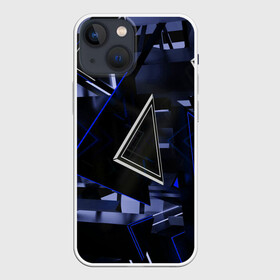 Чехол для iPhone 13 mini с принтом Clay в Рязани,  |  | 3d | blue | lines | shapes | structure | triangles | volume | линии | объем | синий | структура | треугольники | фигуры