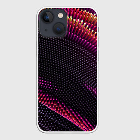 Чехол для iPhone 13 mini с принтом Aralf в Рязани,  |  | Тематика изображения на принте: abstraction | convex | lines | pink | points | shapes | wavy | абстракция | волнистый | выпуклый | линии | розовый | точки | формы