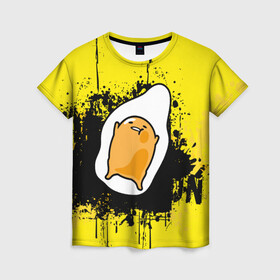 Женская футболка 3D с принтом Gudetama в Рязани, 100% полиэфир ( синтетическое хлопкоподобное полотно) | прямой крой, круглый вырез горловины, длина до линии бедер | gudetama | аниме | веселое яйцо | гудетама | стекающее яйцо | яйцо