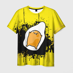 Мужская футболка 3D с принтом Gudetama в Рязани, 100% полиэфир | прямой крой, круглый вырез горловины, длина до линии бедер | gudetama | аниме | веселое яйцо | гудетама | стекающее яйцо | яйцо