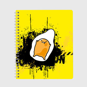 Тетрадь с принтом Gudetama в Рязани, 100% бумага | 48 листов, плотность листов — 60 г/м2, плотность картонной обложки — 250 г/м2. Листы скреплены сбоку удобной пружинной спиралью. Уголки страниц и обложки скругленные. Цвет линий — светло-серый
 | Тематика изображения на принте: gudetama | аниме | веселое яйцо | гудетама | стекающее яйцо | яйцо