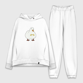 Женский костюм хлопок Oversize с принтом Shy duck в Рязани,  |  | duck | mem | застенчивая утка | мем | милая утка | прикол | птица | утка | юмор