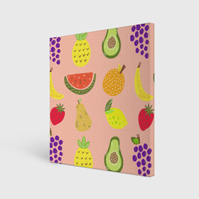 Холст квадратный с принтом Фруктики в Рязани, 100% ПВХ |  | Тематика изображения на принте: авокадо | ананас | апельсин | арбуз | виноград | груша | лимон | фрукт