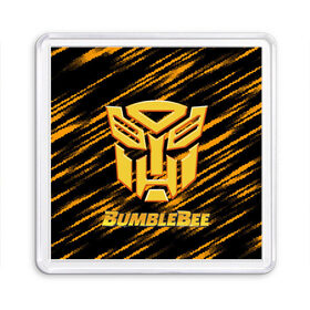 Магнит 55*55 с принтом Bumblebee. в Рязани, Пластик | Размер: 65*65 мм; Размер печати: 55*55 мм | Тематика изображения на принте: автобот разведчик | автоботы | бамблби | боевик | кино | кино трансформеры | персонаж вселенной трансформеров | приключения | трансформеры | фантастика | фильмы