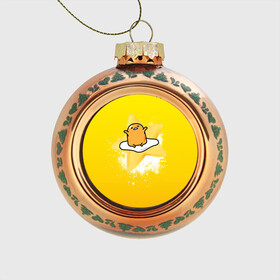 Стеклянный ёлочный шар с принтом Gudetama в Рязани, Стекло | Диаметр: 80 мм | Тематика изображения на принте: gudetama | анимешное яйцо | гудетама | желток | стекающее яйцо | яичница