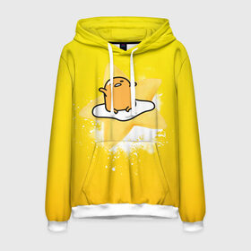 Мужская толстовка 3D с принтом Gudetama в Рязани, 100% полиэстер | двухслойный капюшон со шнурком для регулировки, мягкие манжеты на рукавах и по низу толстовки, спереди карман-кенгуру с мягким внутренним слоем. | Тематика изображения на принте: gudetama | анимешное яйцо | гудетама | желток | стекающее яйцо | яичница