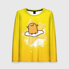 Женский лонгслив 3D с принтом Gudetama в Рязани, 100% полиэстер | длинные рукава, круглый вырез горловины, полуприлегающий силуэт | gudetama | анимешное яйцо | гудетама | желток | стекающее яйцо | яичница