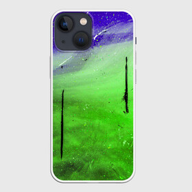 Чехол для iPhone 13 mini с принтом GreenFer в Рязани,  |  | Тематика изображения на принте: abstraction | art | blue | green | paint | stains | абстракция | арт | зелёный | краска | разводы | синий