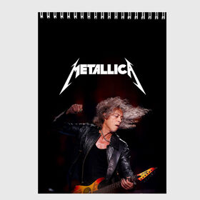 Скетчбук с принтом Metallica Kirk Hammett в Рязани, 100% бумага
 | 48 листов, плотность листов — 100 г/м2, плотность картонной обложки — 250 г/м2. Листы скреплены сверху удобной пружинной спиралью | guitar | guitarist | heavy | kirk hammett | metall | metallica | rock | trash | кирк хэммит | металл | металлика | рок | хэви