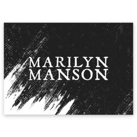 Поздравительная открытка с принтом MARILYN MANSON / М. МЭНСОН в Рязани, 100% бумага | плотность бумаги 280 г/м2, матовая, на обратной стороне линовка и место для марки
 | Тематика изображения на принте: logo | manson | marilyn | music | rock | группа | лого | логотип | логотипы | менсон | мерилин | мерлин | музыка | мэнсон | мэрилин | рок | символ