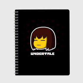 Тетрадь с принтом UNDERTALE в Рязани, 100% бумага | 48 листов, плотность листов — 60 г/м2, плотность картонной обложки — 250 г/м2. Листы скреплены сбоку удобной пружинной спиралью. Уголки страниц и обложки скругленные. Цвет линий — светло-серый
 | Тематика изображения на принте: sans | undertale | андертале | андертейл | игра | подземная история | подземная сказка | санс | ундертале