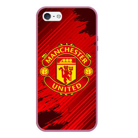 Чехол для iPhone 5/5S матовый с принтом MANCHESTER UNITED в Рязани, Силикон | Область печати: задняя сторона чехла, без боковых панелей | club | footbal | logo | manchester | united | знак | клуб | лого | логотип | логотипы | манчестер | символ | символы | форма | футбол | футбольная | футбольный | юнайтед