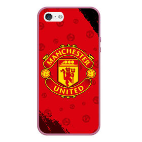 Чехол для iPhone 5/5S матовый с принтом MANCHESTER UNITED в Рязани, Силикон | Область печати: задняя сторона чехла, без боковых панелей | club | footbal | logo | manchester | united | знак | клуб | лого | логотип | логотипы | манчестер | символ | символы | форма | футбол | футбольная | футбольный | юнайтед