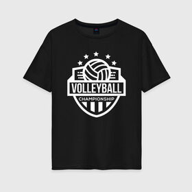 Женская футболка хлопок Oversize с принтом ВОЛЕЙБОЛ в Рязани, 100% хлопок | свободный крой, круглый ворот, спущенный рукав, длина до линии бедер
 | beach | voleybal | volleyball | волебол | волейбол | волейболист | волейболистка | воллейбол | пляжный | я люблю