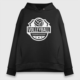 Женское худи Oversize хлопок с принтом VOLLEYBALL в Рязани, френч-терри — 70% хлопок, 30% полиэстер. Мягкий теплый начес внутри —100% хлопок | боковые карманы, эластичные манжеты и нижняя кромка, капюшон на магнитной кнопке | beach | voleybal | volleyball | волебол | волейбол | волейболист | волейболистка | воллейбол | пляжный | я люблю