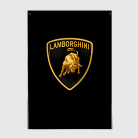 Постер с принтом Lamborghini  в Рязани, 100% бумага
 | бумага, плотность 150 мг. Матовая, но за счет высокого коэффициента гладкости имеет небольшой блеск и дает на свету блики, но в отличии от глянцевой бумаги не покрыта лаком | bull | gold lamborghini sign | lamborghini | lamborghini lettering | lamborghini print | lamborghini sign | бык | знак ламборджини | золотой знак ламборджини | ламборджини | надпись ламборджини | принт ламборджини