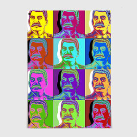 Постер с принтом Stalin pop-art в Рязани, 100% бумага
 | бумага, плотность 150 мг. Матовая, но за счет высокого коэффициента гладкости имеет небольшой блеск и дает на свету блики, но в отличии от глянцевой бумаги не покрыта лаком | chief | color | eyes | moustache | pop art | stalin | view | взгляд | вождь | глаза | поп  арт | сталин | усы | цвет