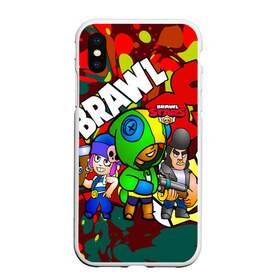 Чехол для iPhone XS Max матовый с принтом BRAWL STARS в Рязани, Силикон | Область печати: задняя сторона чехла, без боковых панелей | 8 bit | bea | bib | brawl stars | crow | leon | max | nita | sally leon | shark | акула | биа | биби | бравл старс | ворон | игра | леон | макс | нита | оборотень | салли леон | сэлли леон | шарк