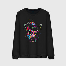 Мужской свитшот хлопок с принтом Skull в Рязани, 100% хлопок |  | bird | blot | color | neon | paint | skull | triangle | клякса | краска | неон | птица | треугольник | цвет | череп