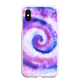 Чехол для iPhone XS Max матовый с принтом TIE-DYE PURPLE в Рязани, Силикон | Область печати: задняя сторона чехла, без боковых панелей | Тематика изображения на принте: dye | multicolor | tie | trend | акварель | брызги | градиент | дай | колор | краски | красочная | мульти | потёки | пятна | радуга | радужная | тай | тайдай | текстура | тренд | хиппи