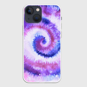 Чехол для iPhone 13 mini с принтом TIE DYE PURPLE в Рязани,  |  | dye | multicolor | tie | trend | акварель | брызги | градиент | дай | колор | краски | красочная | мульти | потёки | пятна | радуга | радужная | тай | тайдай | текстура | тренд | хиппи