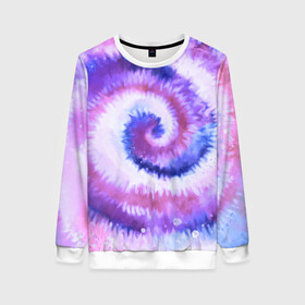 Женский свитшот 3D с принтом TIE-DYE PURPLE в Рязани, 100% полиэстер с мягким внутренним слоем | круглый вырез горловины, мягкая резинка на манжетах и поясе, свободная посадка по фигуре | dye | multicolor | tie | trend | акварель | брызги | градиент | дай | колор | краски | красочная | мульти | потёки | пятна | радуга | радужная | тай | тайдай | текстура | тренд | хиппи