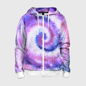 Детская толстовка 3D на молнии с принтом TIE-DYE PURPLE в Рязани, 100% полиэстер |  манжеты и пояс оформлены широкой мягкой резинкой, двухслойный капюшон со шнурком для регулировки, спереди карманы и застежка-молния
 | dye | multicolor | tie | trend | акварель | брызги | градиент | дай | колор | краски | красочная | мульти | потёки | пятна | радуга | радужная | тай | тайдай | текстура | тренд | хиппи