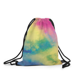 Рюкзак-мешок 3D с принтом Tie-Dye в Рязани, 100% полиэстер | плотность ткани — 200 г/м2, размер — 35 х 45 см; лямки — толстые шнурки, застежка на шнуровке, без карманов и подкладки | Тематика изображения на принте: dye | multicolor | tie | trend | акварель | брызги | градиент | дай | колор | краски | красочная | мульти | потёки | пятна | радуга | радужная | тай | тайдай | текстура | тренд | хиппи