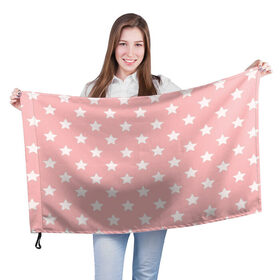 Флаг 3D с принтом Звёзды в Рязани, 100% полиэстер | плотность ткани — 95 г/м2, размер — 67 х 109 см. Принт наносится с одной стороны | арт | белый | звезда | звездопад | звёзды | рисунок | розовый
