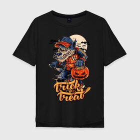 Мужская футболка хлопок Oversize с принтом Trick or treat. Хэллоуин в Рязани, 100% хлопок | свободный крой, круглый ворот, “спинка” длиннее передней части | halloween | helloween | trick or treat | монстры | приколы | тыква | ужасы | хеллоуин | хэллоуин