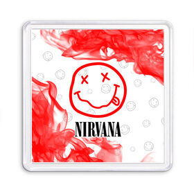 Магнит 55*55 с принтом NIRVANA / НИРВАНА в Рязани, Пластик | Размер: 65*65 мм; Размер печати: 55*55 мм | Тематика изображения на принте: band | cobain | face | kurt | logo | music | nirvana | rock | rocknroll | группа | кобейн | курт | лого | логотип | музыка | музыкальная | нирвана | рожица | рок | рокнролл | символ