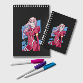 Блокнот с принтом ZeroTwo (Darling in the Franx) в Рязани, 100% бумага | 48 листов, плотность листов — 60 г/м2, плотность картонной обложки — 250 г/м2. Листы скреплены удобной пружинной спиралью. Цвет линий — светло-серый
 | Тематика изображения на принте: 002 | 02 | ahegao | anime | darling | franx | franxx | girl | girls | in | senpai | the | two | waifu | zero | zerotwo | аниме | ахегао | вайфу | девушка | семпай | сенпай | тян