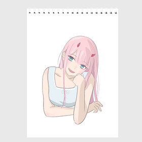 Скетчбук с принтом ZeroTwo (Darling in the Franx) в Рязани, 100% бумага
 | 48 листов, плотность листов — 100 г/м2, плотность картонной обложки — 250 г/м2. Листы скреплены сверху удобной пружинной спиралью | Тематика изображения на принте: 002 | 02 | ahegao | anime | darling | franx | franxx | girl | girls | in | senpai | the | two | waifu | zero | zerotwo | аниме | ахегао | вайфу | девушка | семпай | сенпай | тян