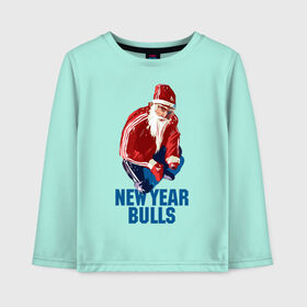 Детский лонгслив хлопок с принтом New Year bulls в Рязани, 100% хлопок | круглый вырез горловины, полуприлегающий силуэт, длина до линии бедер | beard | guy | new year | pose | santa claus | борода | новый год | парень