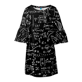 Детское платье 3D с принтом Формулы в Рязани, 100% полиэстер | прямой силуэт, чуть расширенный к низу. Круглая горловина, на рукавах — воланы | Тематика изображения на принте: алгебра | математика | математические формулы | наука | научные формулы | формулы